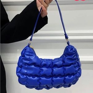 Shein Stitched Detail Ruched Bag / Blue